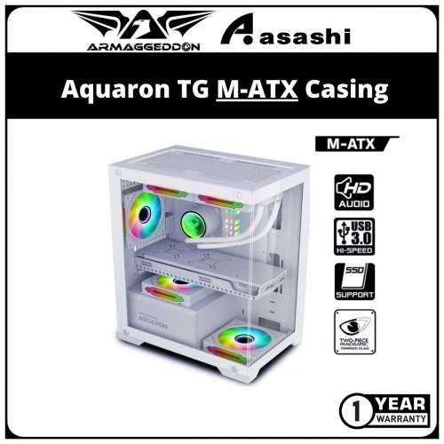 Armaggeddon Aquaron (White) TG M-ATX Casing