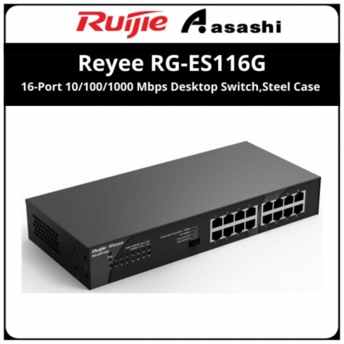 Ruijie Reyee RG-ES116G 16-Port 10/100/1000 Mbps Desktop Switch,Steel Case