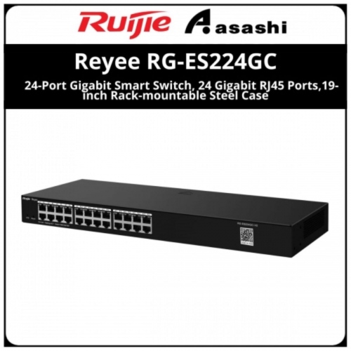 Ruijie Reyee RG-ES224GC 24-Port Gigabit Smart Switch, 24 Gigabit RJ45 Ports,19-inch Rack-mountable Steel Case
