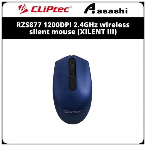 Cliptec RZS877 1200DPI 2.4GHz wireless silent mouse (XILENT III)- Blue