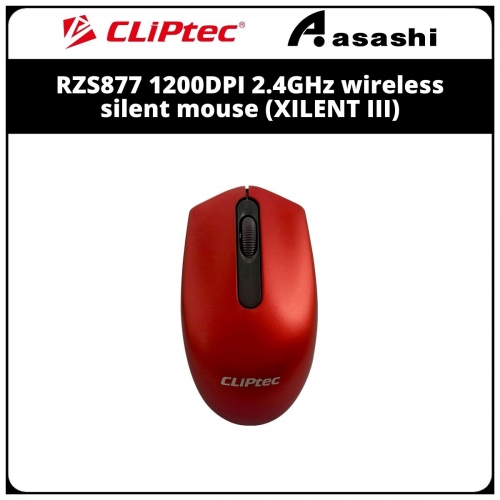 Cliptec RZS877 1200DPI 2.4GHz wireless silent mouse (XILENT III)- Red