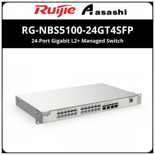 Reyee RG-NBS5100-24GT4SFP 24-Port Gigabit L2+ Managed Switch, 24 Gigabit RJ45 Ports, 4 SFP Ports,19-inch Rack-mountable Steel Case, Static Routing
