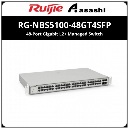 Reyee RG-NBS5100-48GT4SFP 48-Port Gigabit L2+ Managed Switch,48 Gigabit RJ45 Ports,4 SFP Ports,19-inch Rack-mountable Steel Case, Static Routing