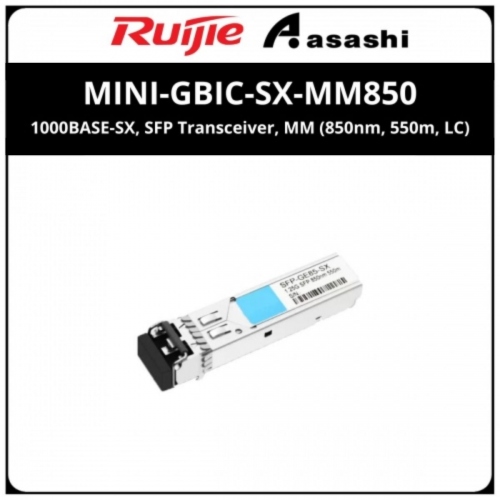 Ruijie MINI-GBIC-SX-MM850 1000BASE-SX, SFP Transceiver, MM (850nm, 550m, LC).