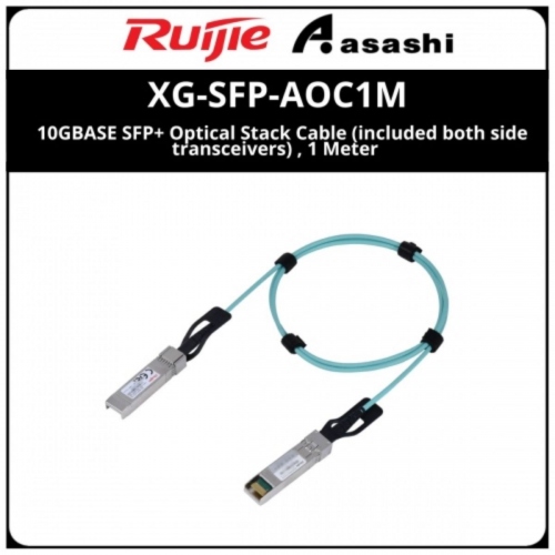 Ruijie XG-SFP-AOC1M 10GBASE SFP+ Optical Stack Cable (included both side transceivers) , 1 Meter
