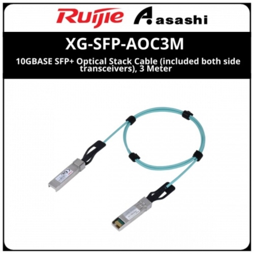 Ruijie XG-SFP-AOC3M 10GBASE SFP+ Optical Stack Cable (included both side transceivers), 3 Meter