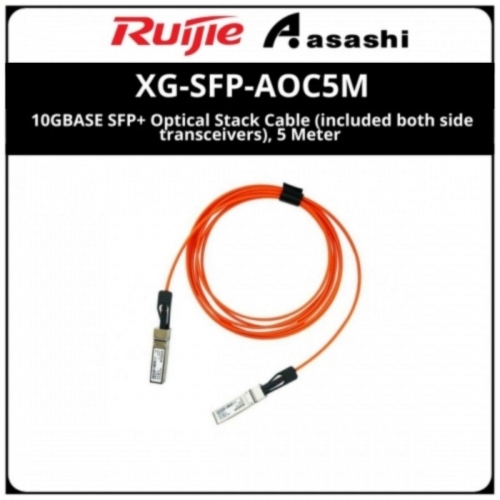 Ruijie XG-SFP-AOC5M 10GBASE SFP+ Optical Stack Cable (included both side transceivers), 5 Meter