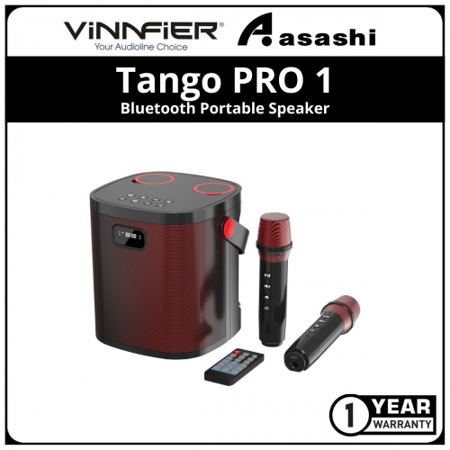 Vinnfier Tango PRO 1 Bluetooth Portable Speaker with 2 Wireless Mic - 1Y