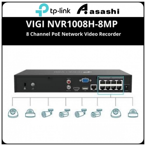 TP-Link VIGI NVR1008H-8MP 8 Channel PoE Network Video Recorder