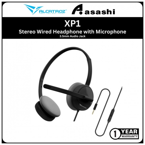 Alcatroz XP1 (Black) 3.5mm Stereo Wired Headphone with Microphone | Portable Light Weight | 1 Year Warranty