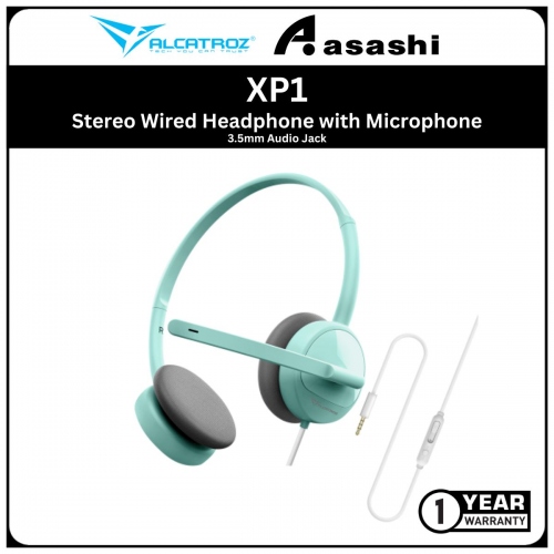 Alcatroz XP1 (Mint) 3.5mm Stereo Wired Headphone with Microphone | Portable Light Weight | 1 Year Warranty