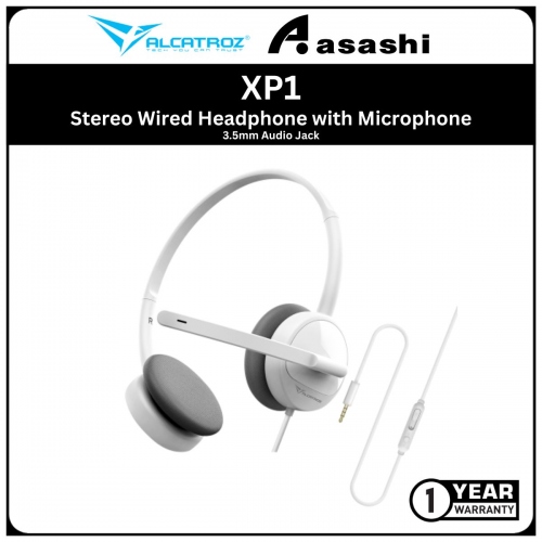 Alcatroz XP1 (White) 3.5mm Stereo Wired Headphone with Microphone | Portable Light Weight | 1 Year Warranty