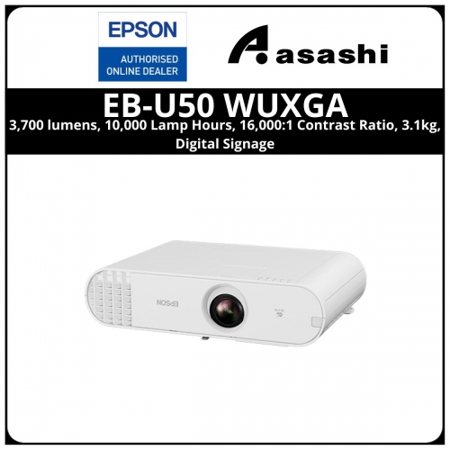 Epson EB-U50 WUXGA, 3,700 lumens, 10,000 Lamp Hours, 16,000:1 Contrast Ratio, 3.1kg, Digital Signage
Projector