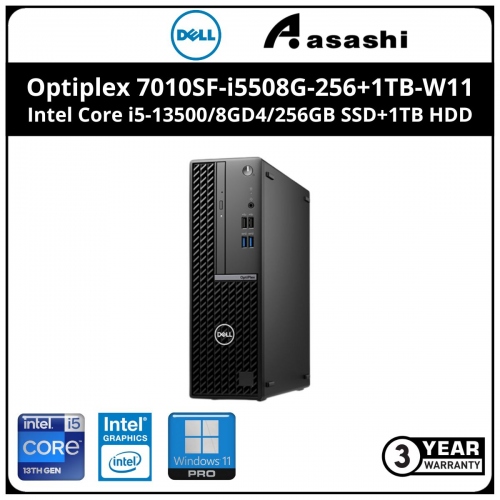 Dell Optiplex 7010SF-i5508G-256+1TB-W11 SFF Commercial Desktop - (Intel Core i5-13500/8GD4/256GB SSD+1TB HDD/Intel UHD Graphic/Wired KB & Mouse/Win11Pro/3Yrs)