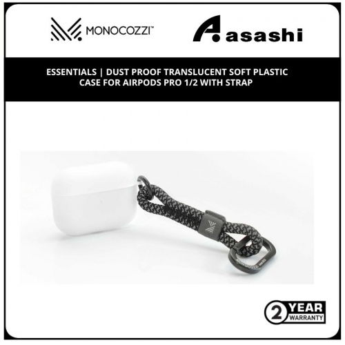 Monocozzi Essentials | Dust Proof Translucent Soft Plastic Case For Airpods Pro 1/2 With Strap - Black