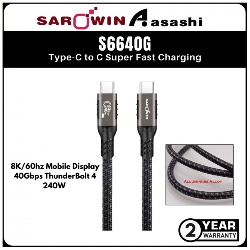 Sarowin S6640G (1.2M) 240W Type-C to C 8K/60hz Mobile Display 40Gbps ThunderBolt 4 Super Fast Charging