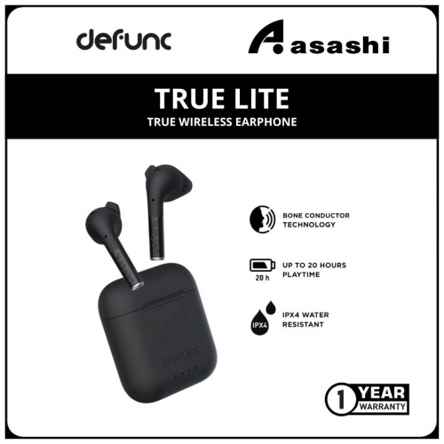 Defunc TRUE LITE True Wireless Earphone - Black (1 yrs Limited Hardware Warranty)
