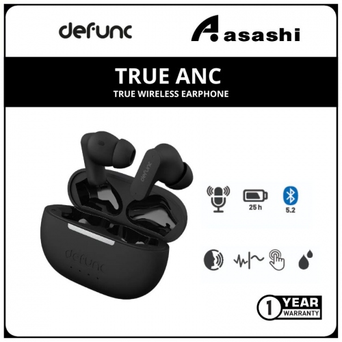 Defunc TRUE ANC True Wireless Earphone - Black (1 yrs Limited Hardware Warranty)