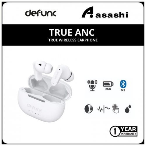 Defunc TRUE ANC True Wireless Earphone - White (1 yrs Limited Hardware Warranty)