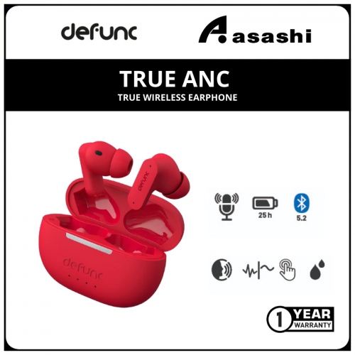 Defunc TRUE ANC True Wireless Earphone - Red (1 yrs Limited Hardware Warranty)