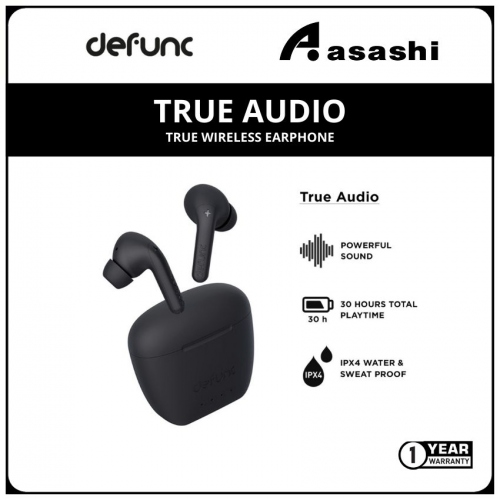 Defunc TRUE AUDIO True Wireless Earphone - Black (1 yrs Limited Hardware Warranty)