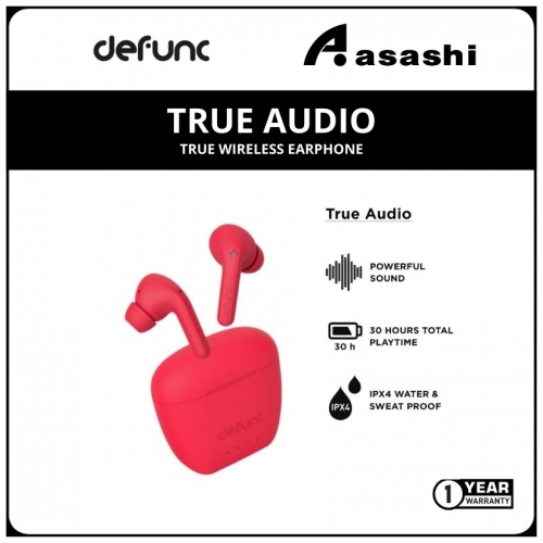 Defunc TRUE AUDIO True Wireless Earphone - Red (1 yrs Limited Hardware Warranty)