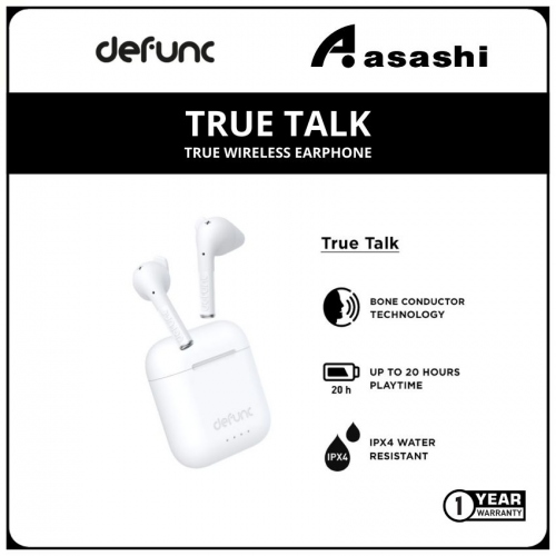 Defunc TRUE TALK True Wireless Earphone - White (1 yrs Limited Hardware Warranty)