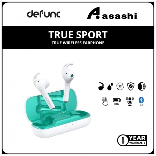 Defunc TRUE SPORT True Wireless Earphone - White (1 yrs Limited Hardware Warranty)