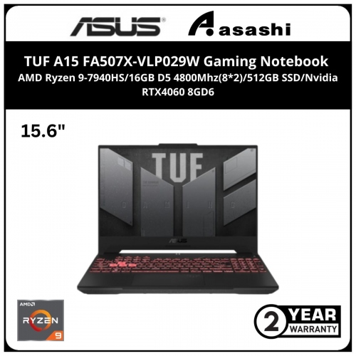 Asus TUF A15 FA507X-VLP029W Gaming Notebook - (AMD Ryzen 9-7940HS/16GB D5 4800Mhz(8*2)/512GB SSD/15.6