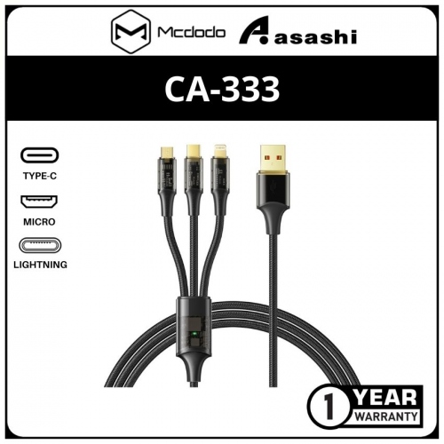 Mcdodo CA-3330 AMBER Series 3 IN 1 6A SUPER FAST Charging Cable - 1.2M