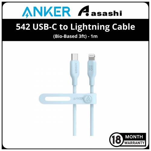 Anker 542-3ft USB-C to Lightning Cable (Bio-Based 3ft) - Blue