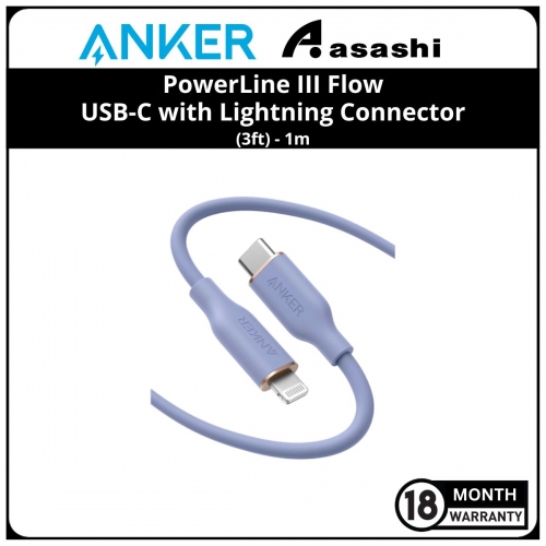Anker PowerLine III Flow USB-C with Lightning Connector (3ft) - Purple