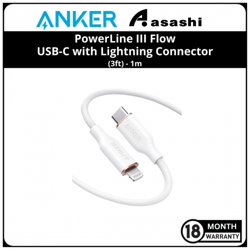 Anker PowerLine III Flow USB-C with Lightning Connector (3ft) - White