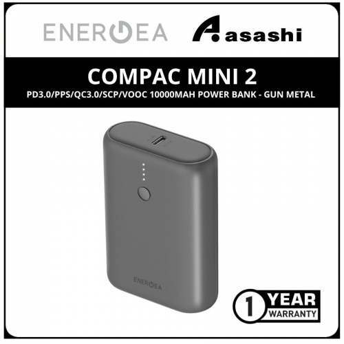 Energea COMPAC MINI 2 PD3.0/PPS/QC3.0/SCP/VOOC
10000mAh Power Bank - Gun Metal (1 yrs Limited Hardware Warranty)