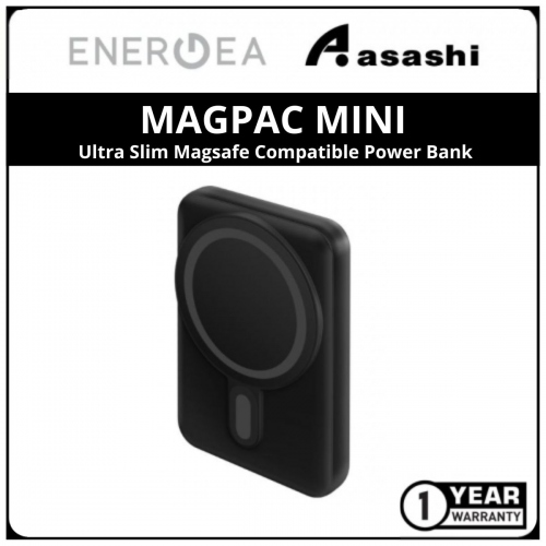 Energea MAGPAC MINI 10000mah Ultra Slim Magsafe Compatible Power Bank with Buil-In Stand - Black (1 yrs Limited Hardware Warranty)