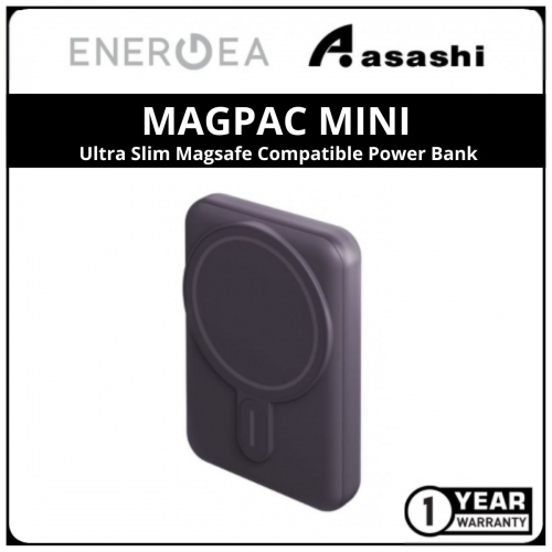 Energea MAGPAC MINI 10000mah Ultra Slim Magsafe Compatible Power Bank with Buil-In Stand - Purple (1 yrs Limited Hardware Warranty)