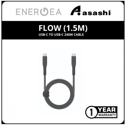 Energea FLOW (1.5m) USB-C to USB-C 240w Cable - Black (1yrs Limited Hardware Warranty)
