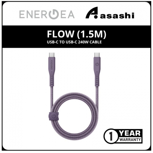 Energea FLOW (1.5m) USB-C to USB-C 240w Cable - Purple (1yrs Limited Hardware Warranty)