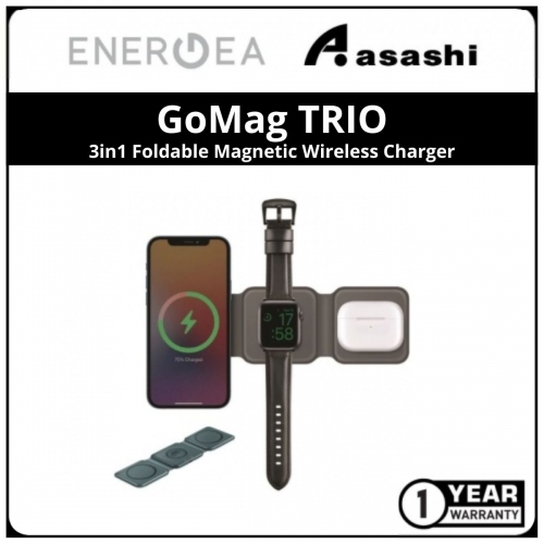 Energea BAZIC GoMag TRIO 3in1 Foldable Magnetic 15w Wireless Charger - Iphone / Watch / Airpods (1 yrs Limited Hardware Warranty)