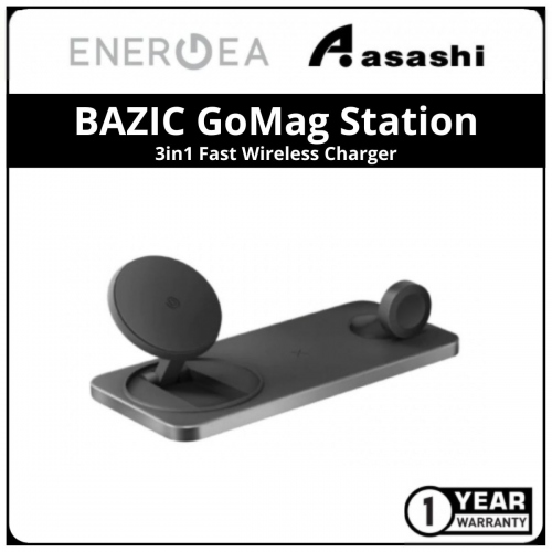 Energea BAZIC GoMag Station 3in1 Fast Wireless Charger with Built-in Apple Watch Charger (1 yrs Limited Hardware Warranty)