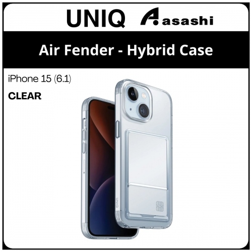 (85105) Uniq Air Fender ID iPhone 15 (6.1) Hybrid Case - Clear (No Warranty)