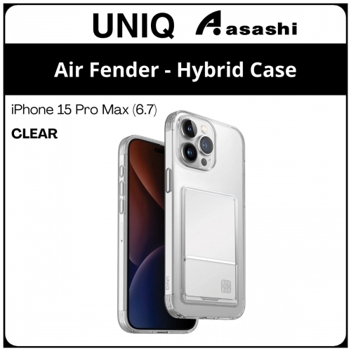 (85570) Uniq Air Fender ID iPhone 15 Pro Max (6.7) Hybrid Case - Clear (No Warranty)