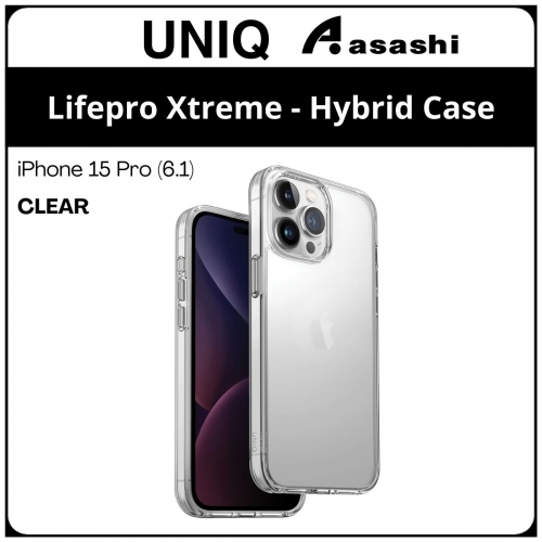 (85297) Uniq Lifepro Xtreme iPhone 15 Pro (6.1) Hybrid Case - Clear (No Warranty)