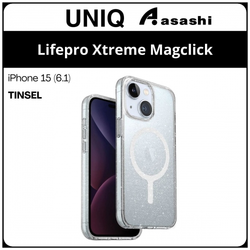 (85143) Uniq Magclick Charging Lifepro Xtreme iPhone 15 (6.1) Hybrid Case - Tinsel (No Warranty)
