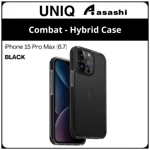 (85655) Uniq Combat iPhone 15 Pro Max (6.7) Hybrid Case - Black (No Warranty)
