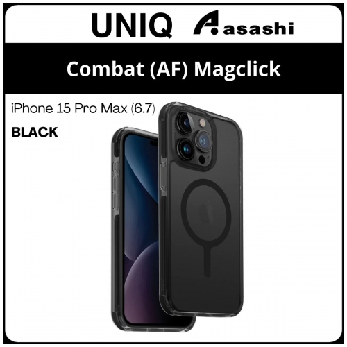 (85679) Uniq Magclick Charging Combat (AF) iPhone 15 Pro Max (6.7) Hybrid Case - Black