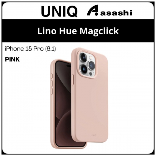 (85471) Uniq Magclick Charging Lino Hue iPhone 15 Pro (6.1) Hybrid Case - Pink (No Warranty)