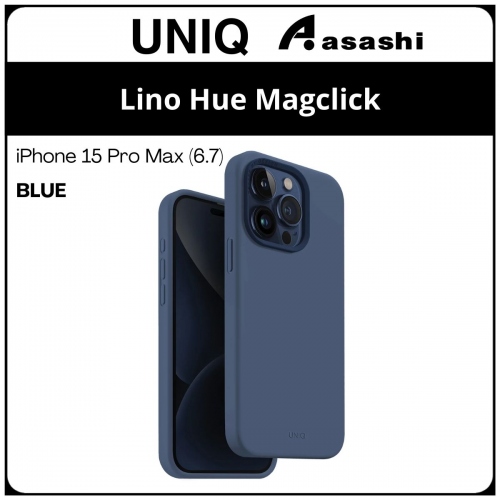 (85747) Uniq Magclick Charging Lino Hue iPhone 15 Pro Max (6.7) Hybrid Case - Blue