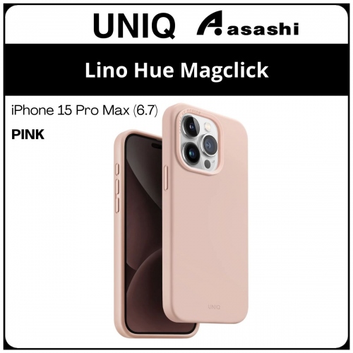 (85778) Uniq Magclick Charging Lino Hue iPhone 15 Pro Max (6.7) Hybrid Case - Pink