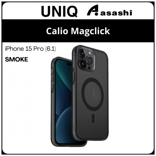 (85426) Uniq Magclick Charging Calio iPhone 15 Pro (6.1) Hybrid Case - Smoke (No Warranty)